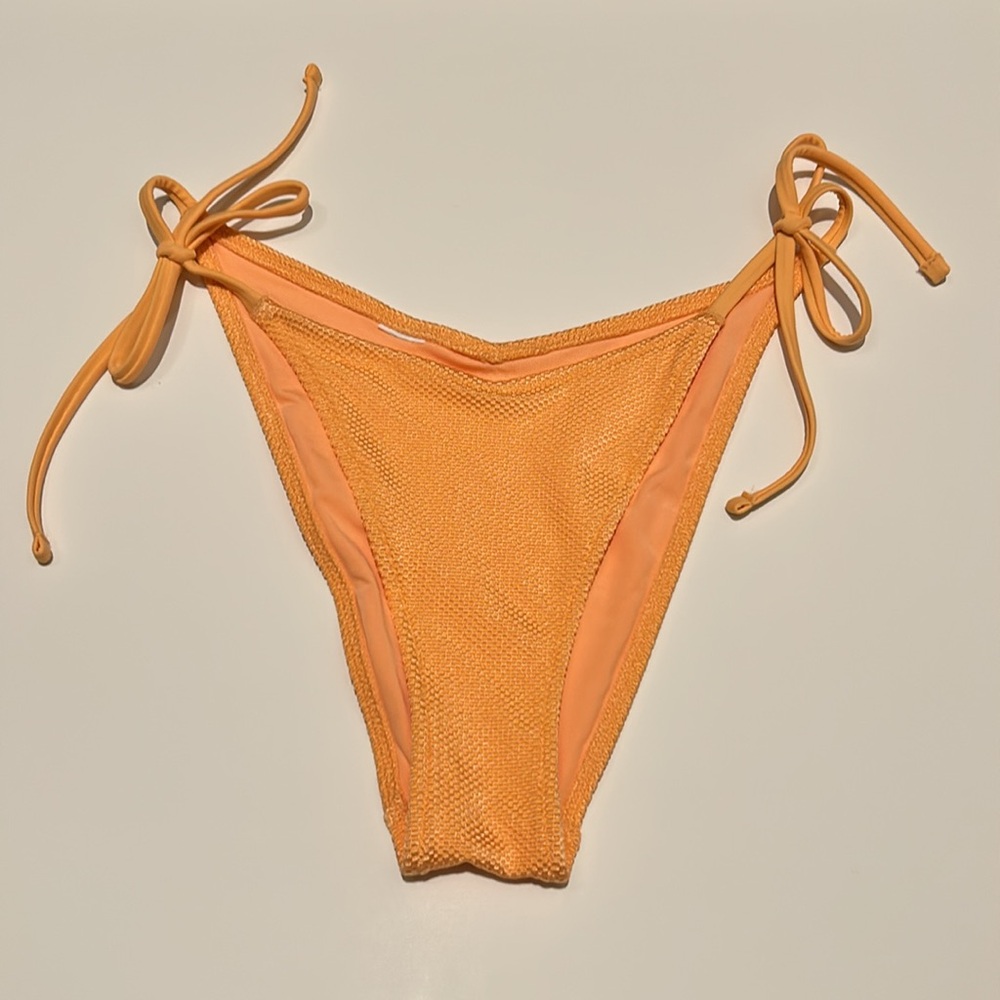 Aerie Shine Pique Low Rise Tie Cheekiest Bikini Bottom